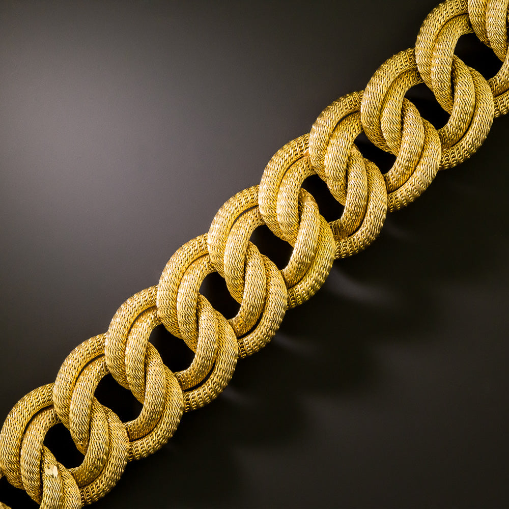 Vintage 1980s Wide Mesh Curb Link Bracelet - 2
