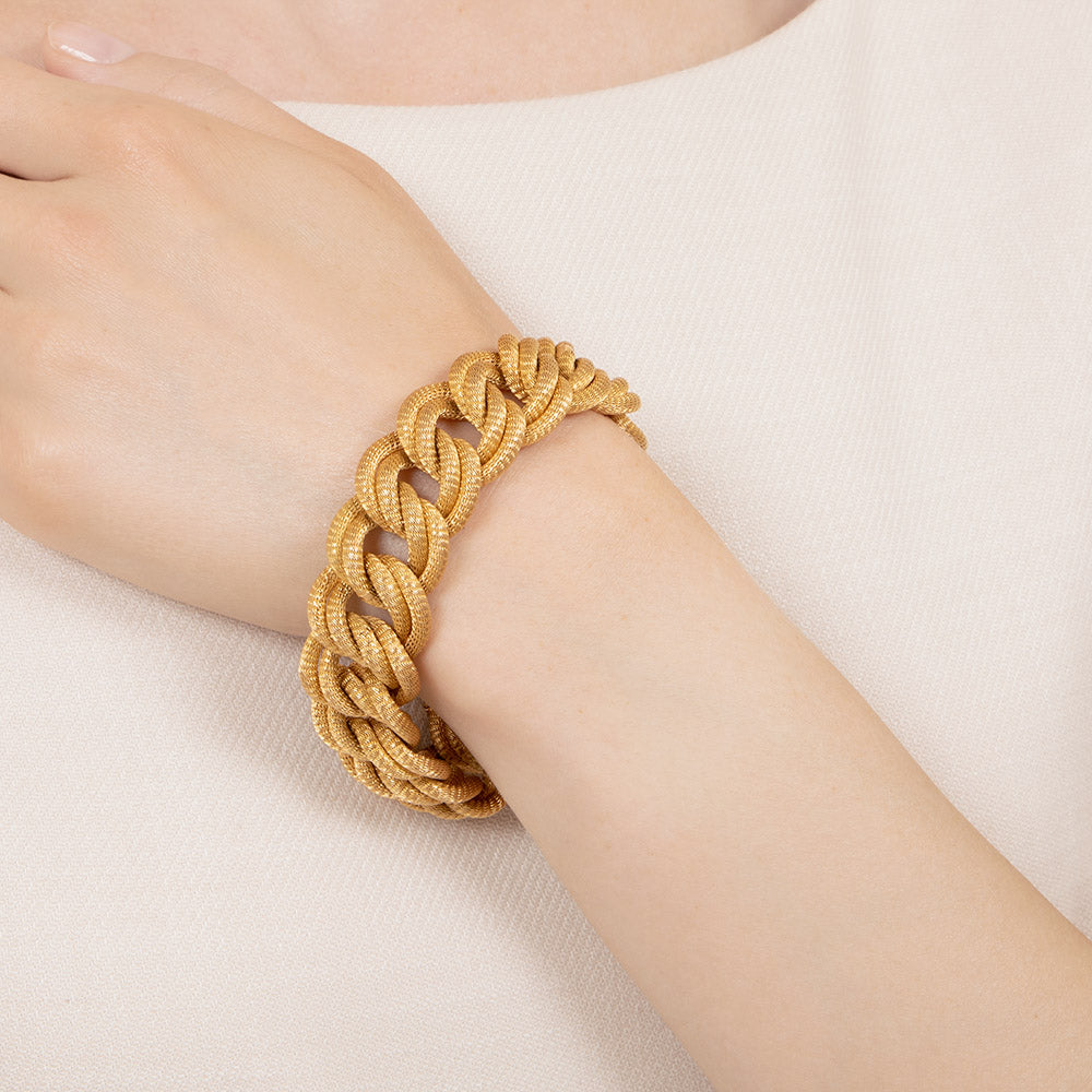 Vintage 1980s Wide Mesh Curb Link Bracelet - 4