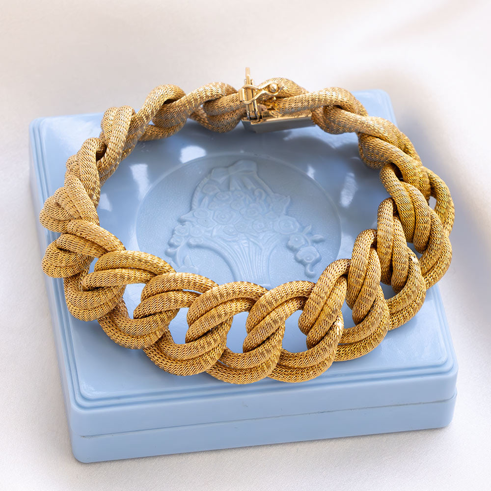Vintage 1980s Wide Mesh Curb Link Bracelet - 5