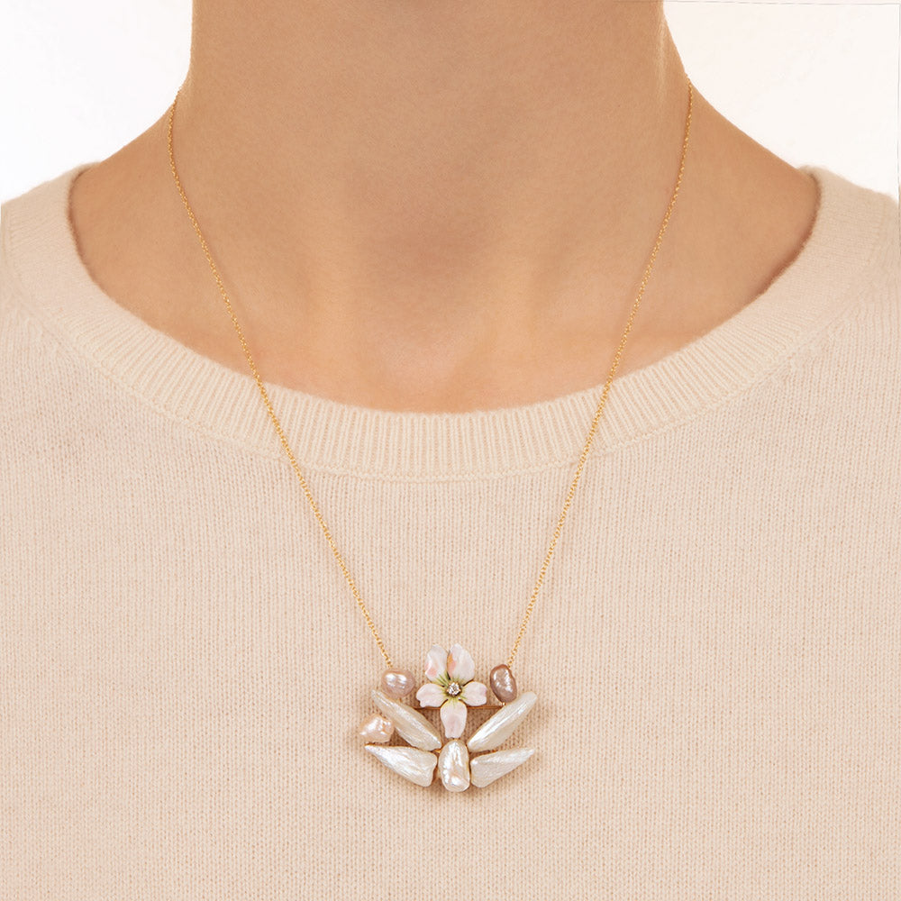 Vintage Enameled Pansy and Freshwater Pearl Pendant/Brooch - 4