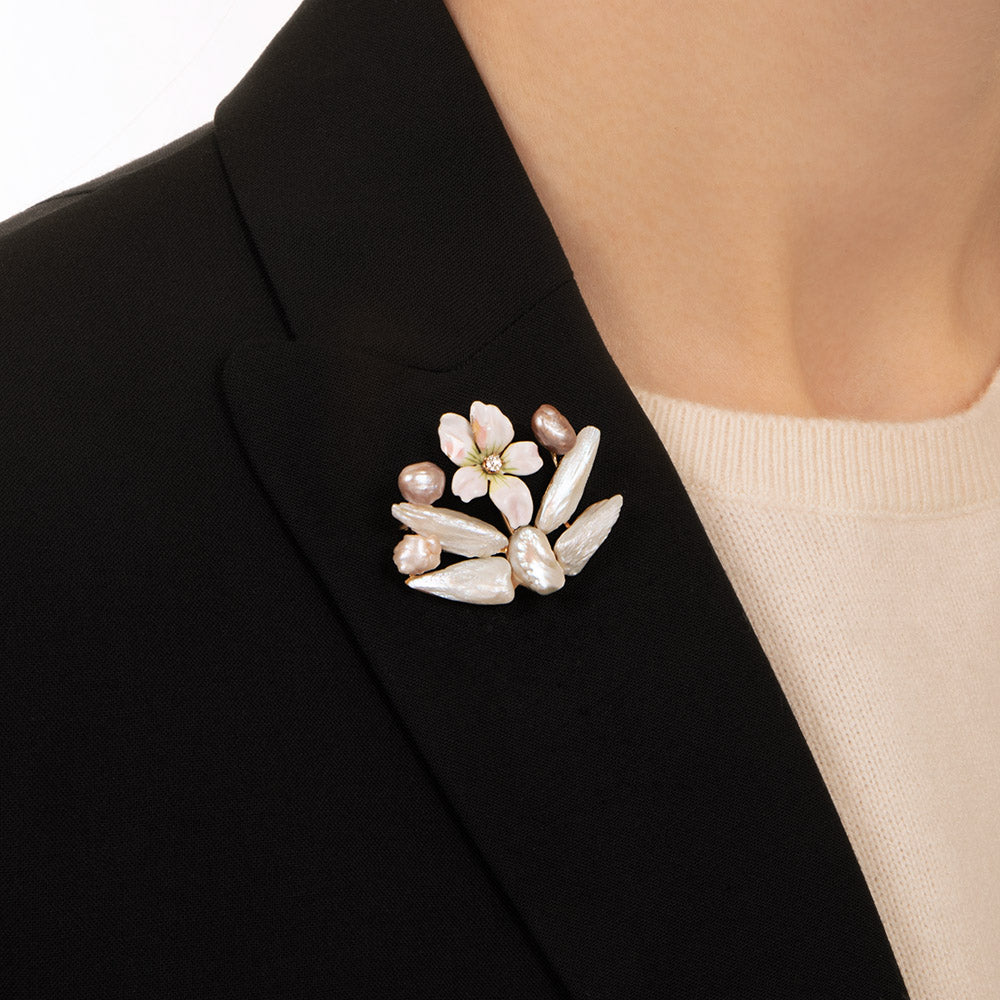 Vintage Enameled Pansy and Freshwater Pearl Pendant/Brooch - 5