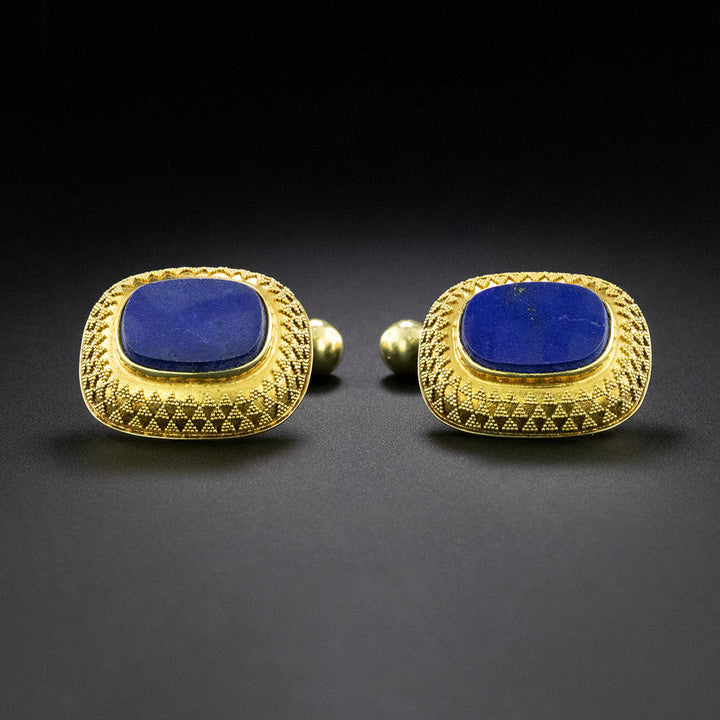 Vintage Lapis Cushion-Shaped Cufflinks