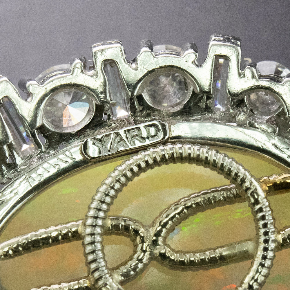 Vintage Opal and Diamond Clip Earrings By Raymond Yard  - 4