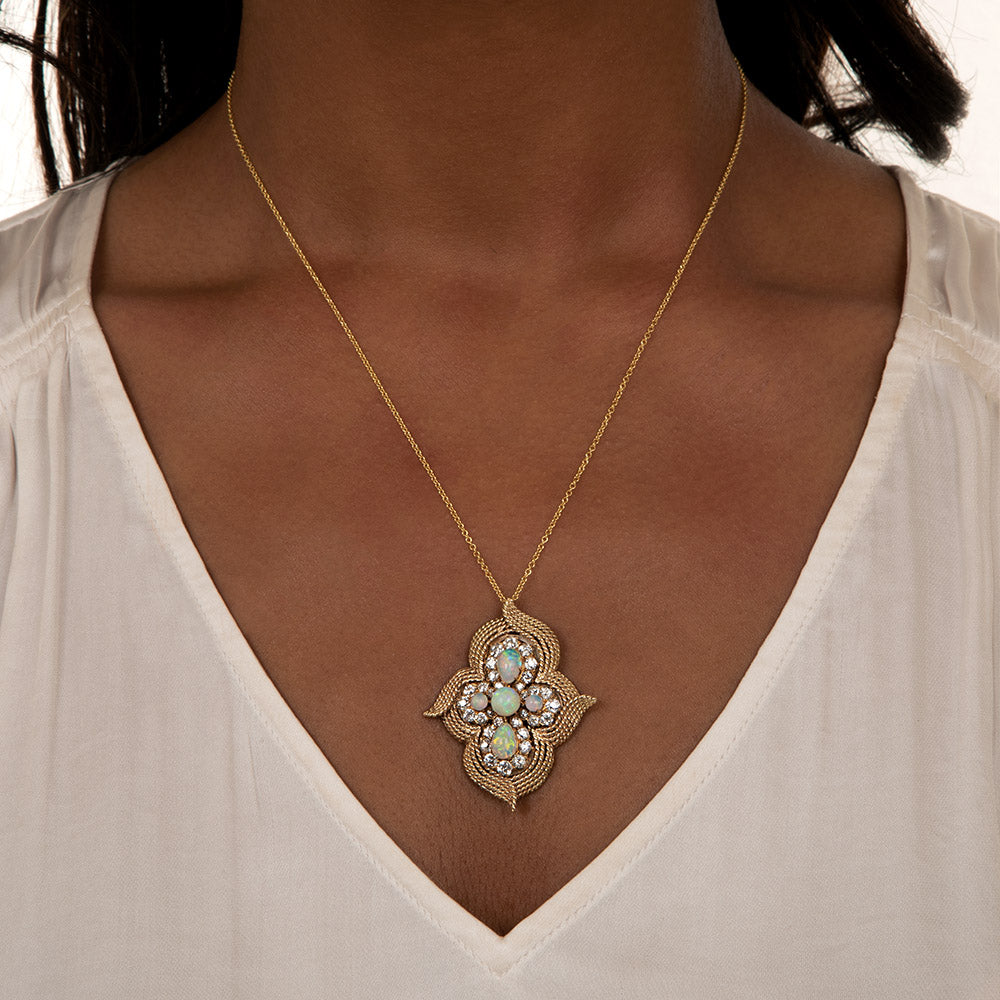 Vintage Opal and Diamond Pendant/Brooch - 3