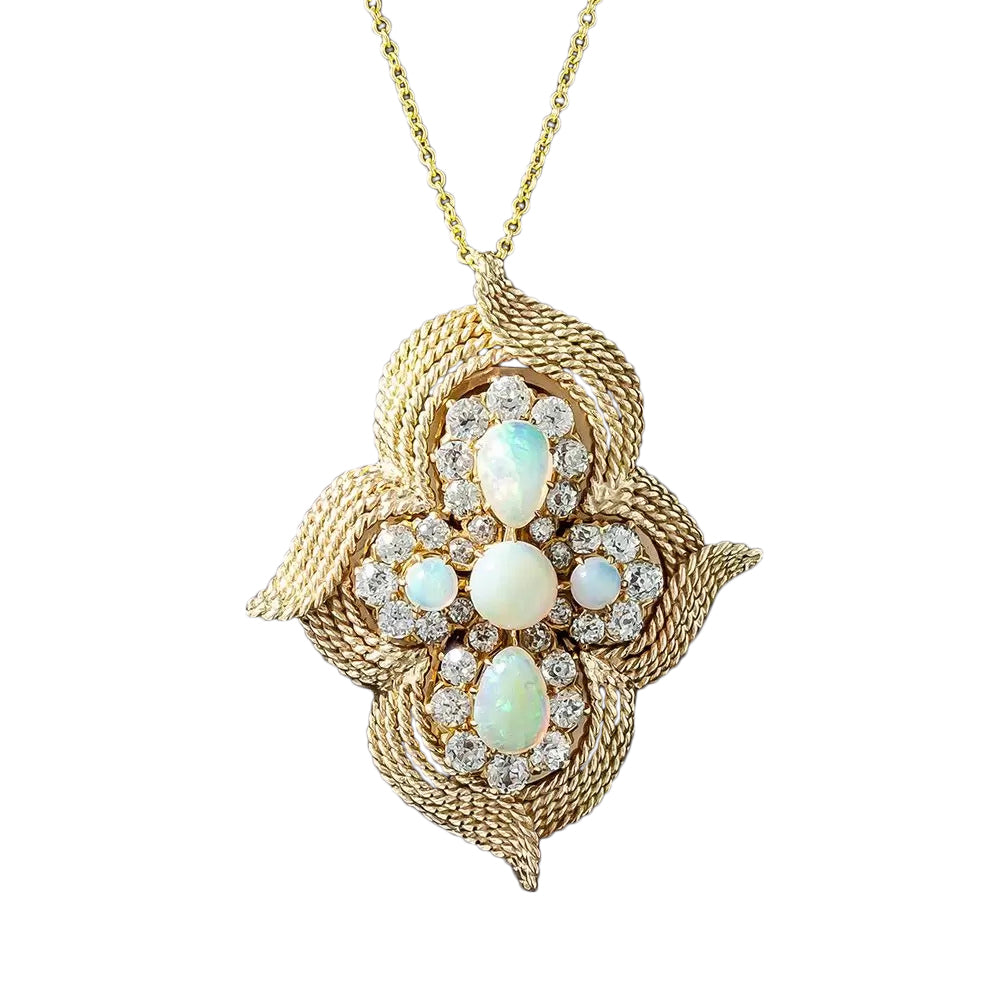 Vintage Opal and Diamond Pendant/Brooch - 3