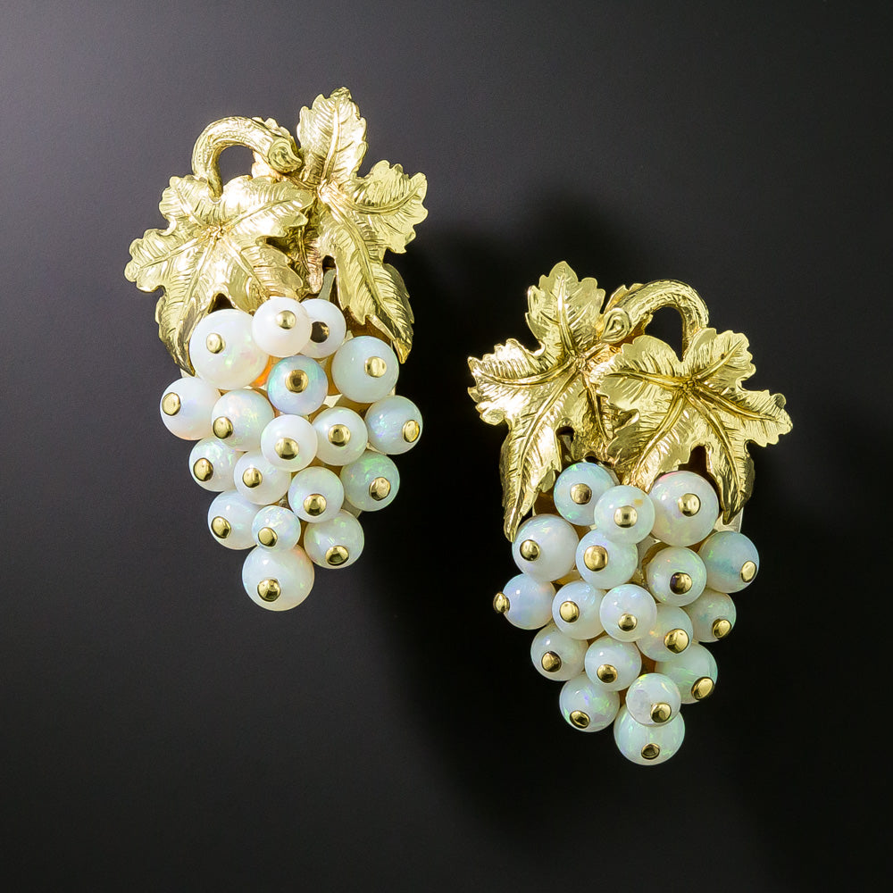 Vintage Opal Grape Cluster Brooch And Earrings  - 10