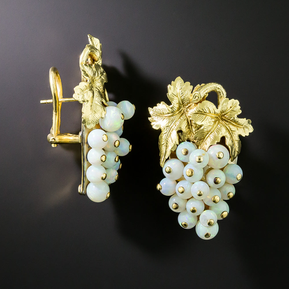Vintage Opal Grape Cluster Brooch And Earrings  - 11