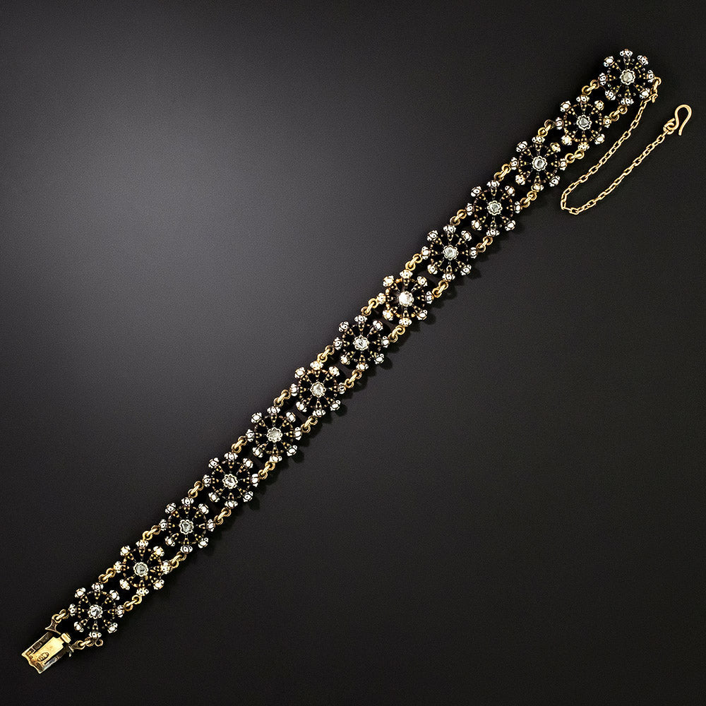 Vintage Russian Enameled Diamond Bracelet - 3