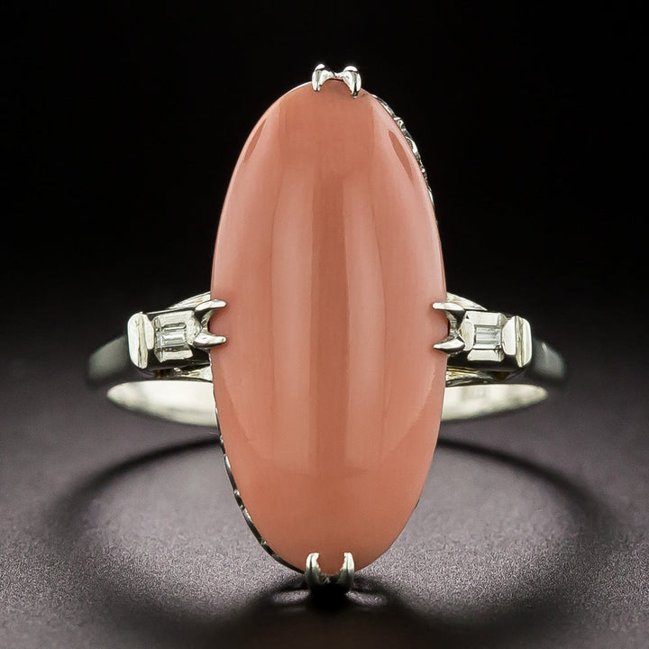 Vintage Salmon Coral Dinner Ring