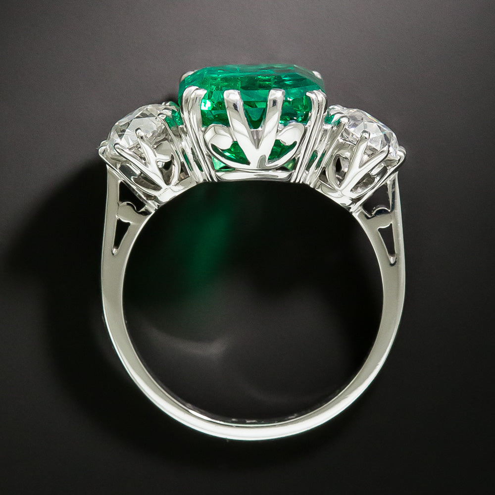 Vintage Style 4.07 Carat Colombian Emerald and Diamond Ring - GIA F1 - 5