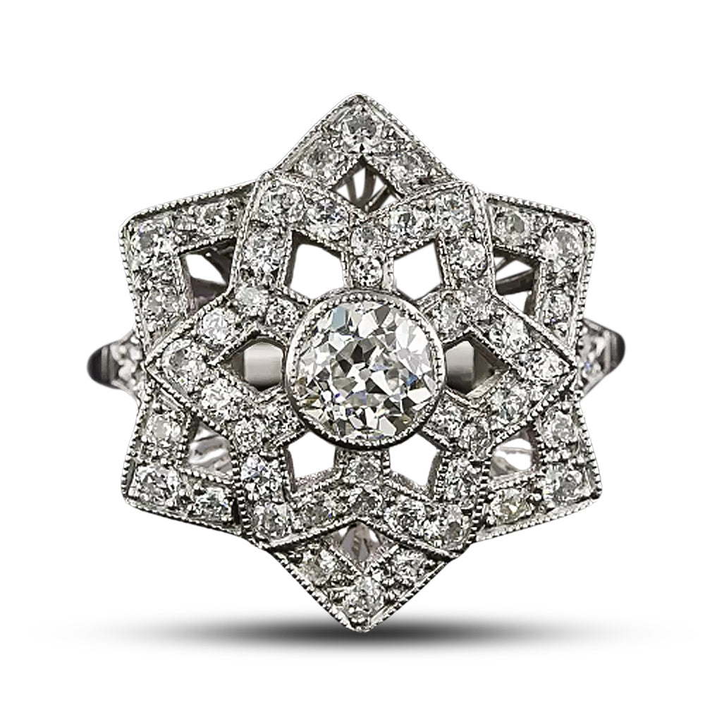 Vintage-Style Starburst Diamond Ring - 4