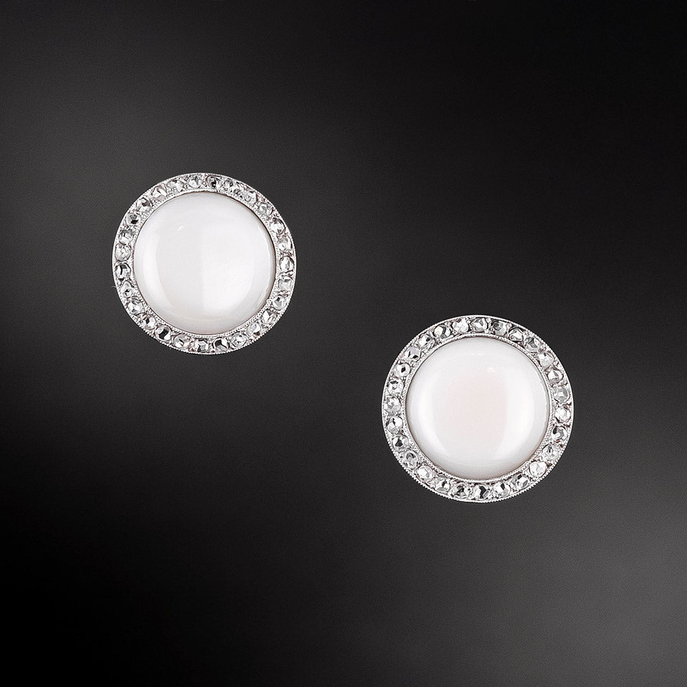 White Enamel and Diamond Earrings, Circa 1900 - 2