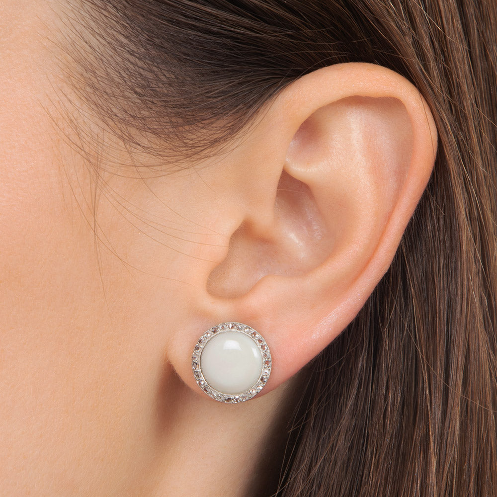 White Enamel and Diamond Earrings, Circa 1900 - 4