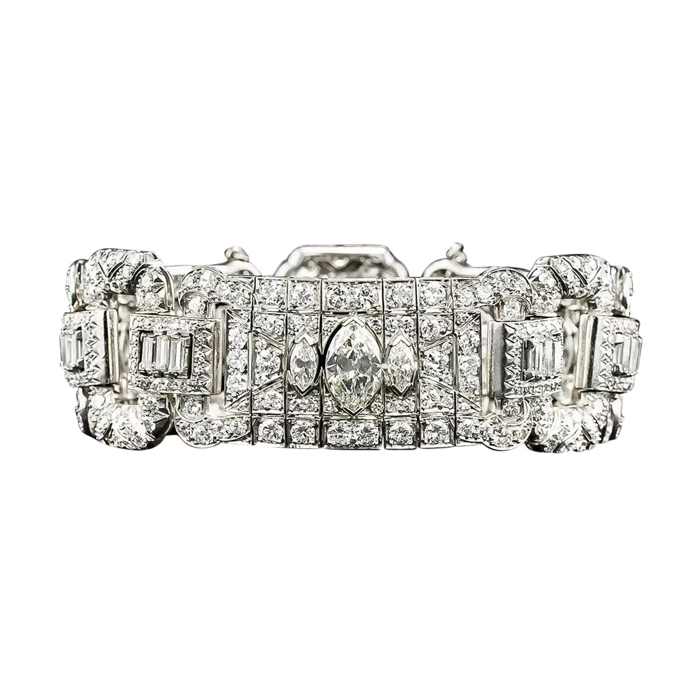 Wide Art Deco Diamond Bracelet - 6