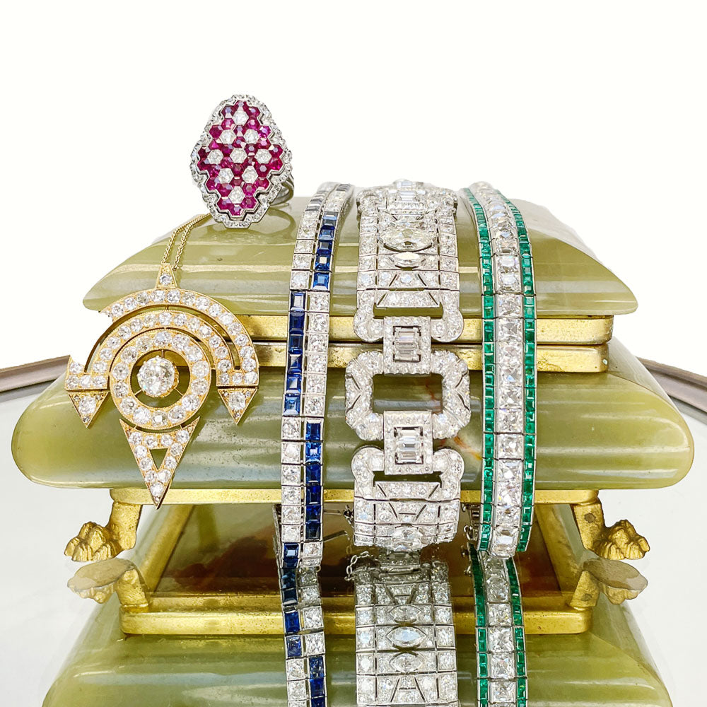 Wide Art Deco Diamond Bracelet - 11
