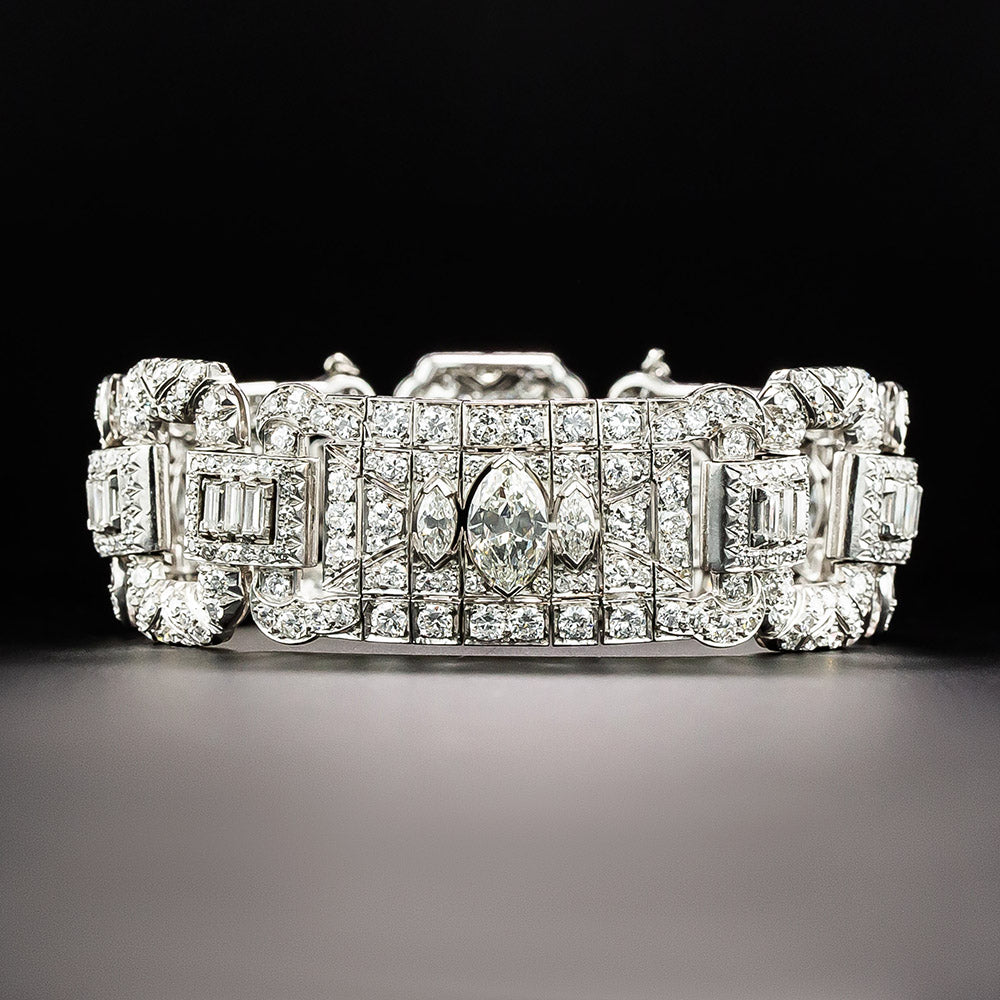 Wide Art Deco Diamond Bracelet - 5
