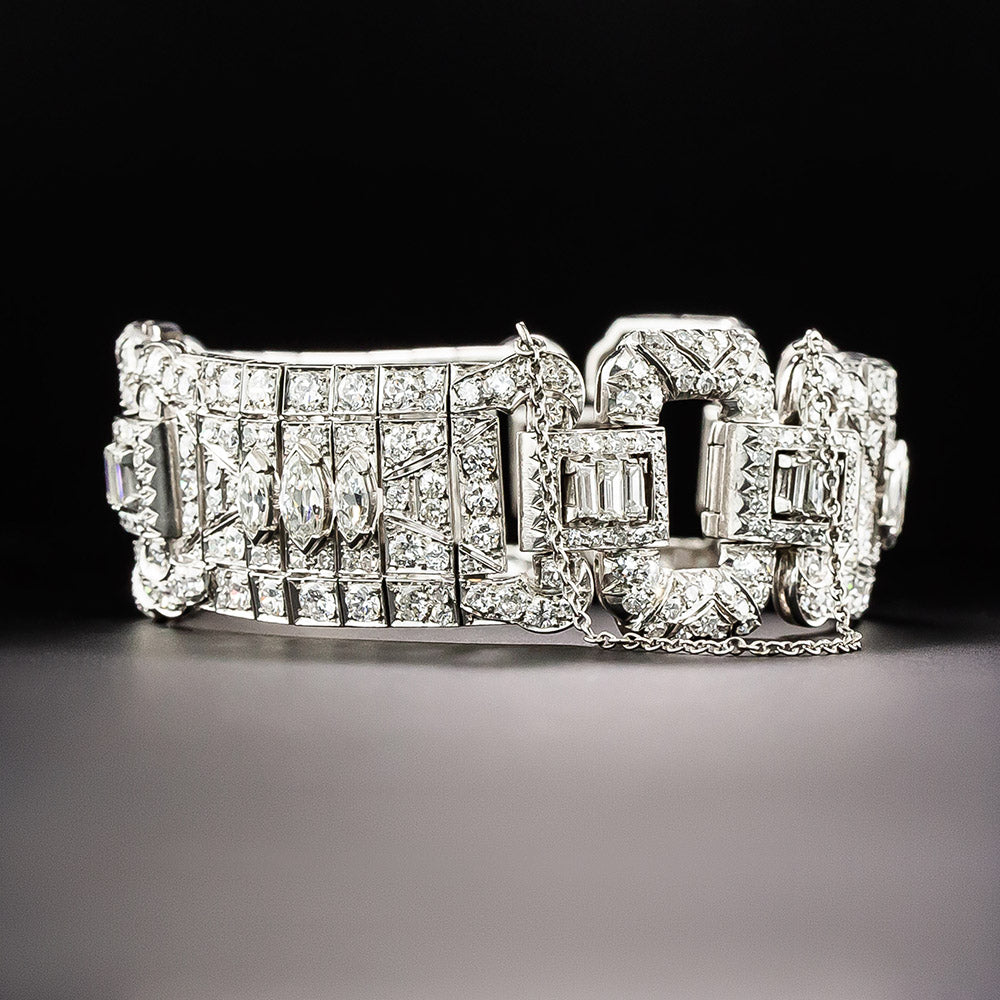 Wide Art Deco Diamond Bracelet - 6