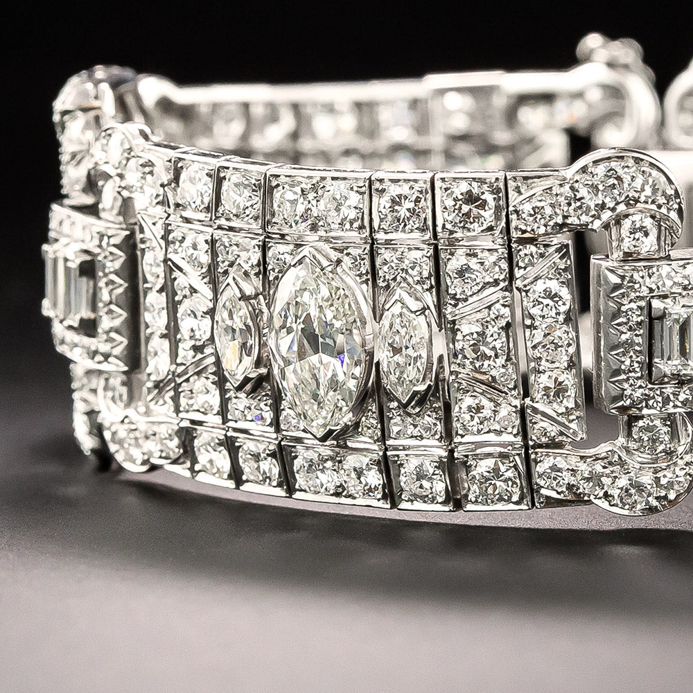 Wide Art Deco Diamond Bracelet - 7
