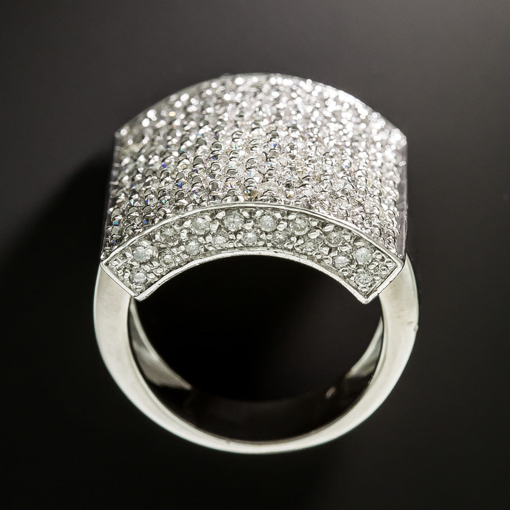 Wide Pavé Diamond Rectangle Ring, French - 4