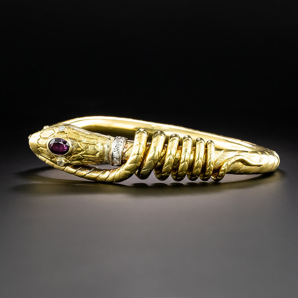 Zolotas Garnet Snake Bangle - 2