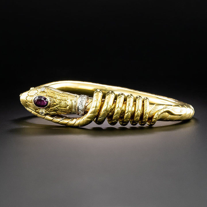 Zolotas Garnet Snake Bangle