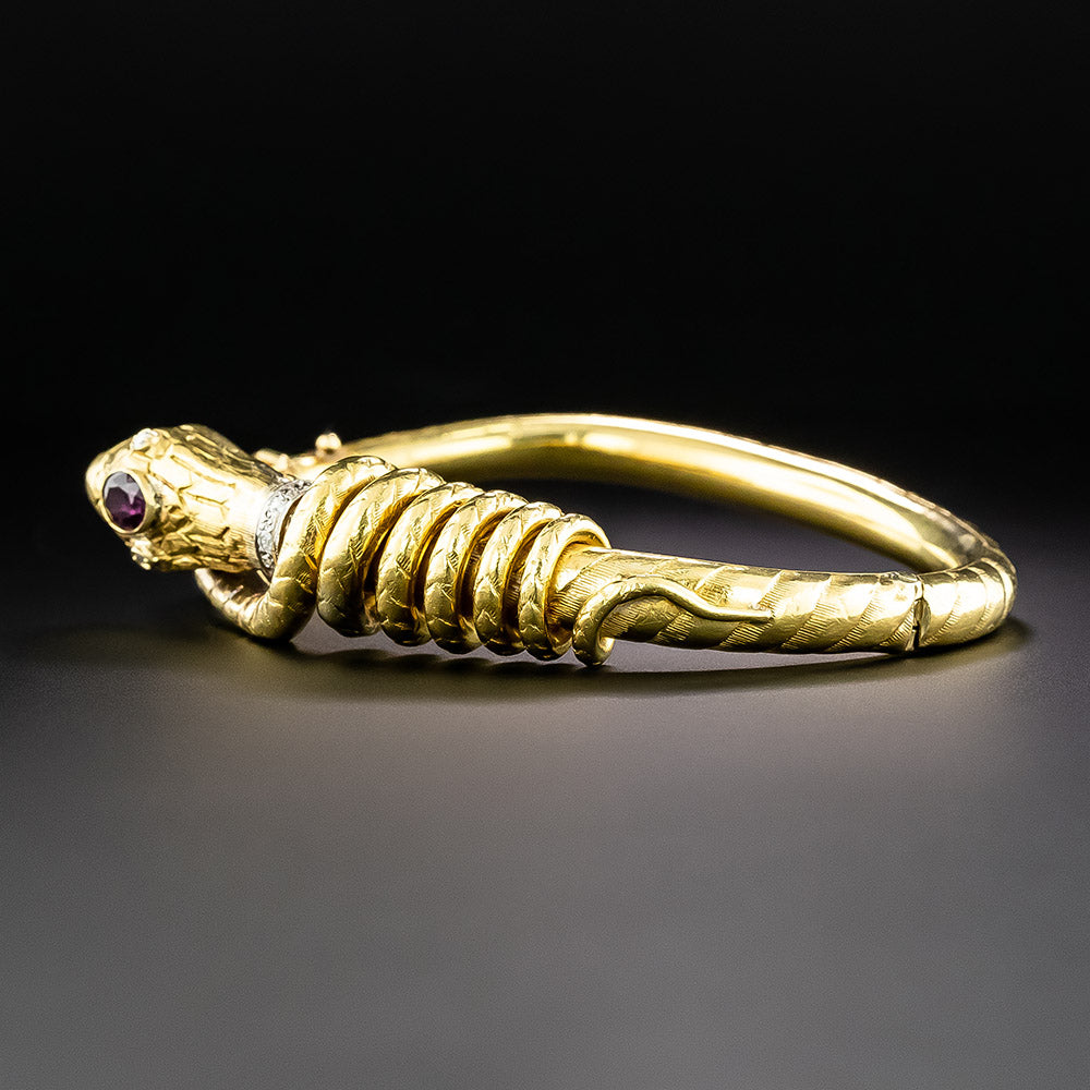 Zolotas Garnet Snake Bangle - 3