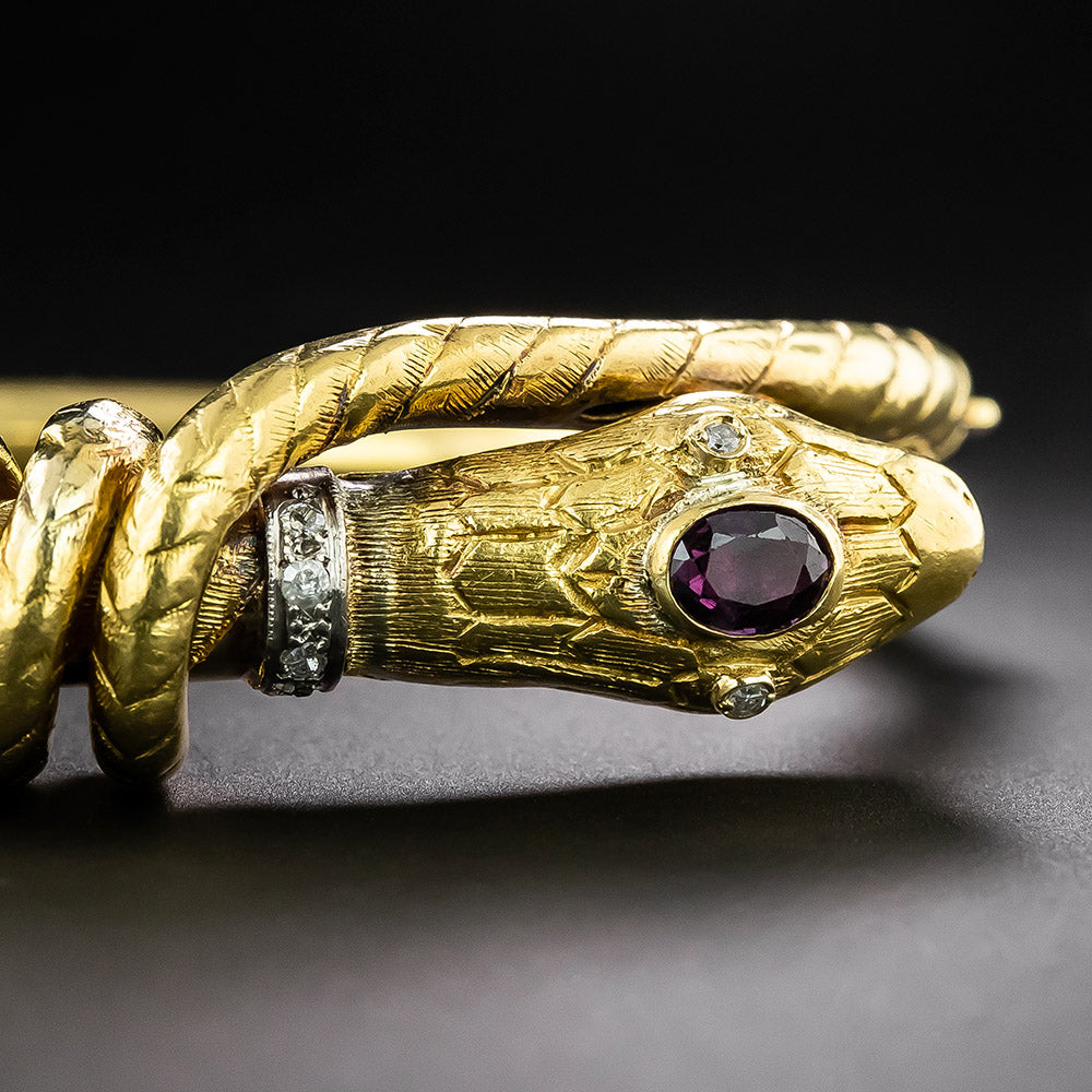 Zolotas Garnet Snake Bangle - 4