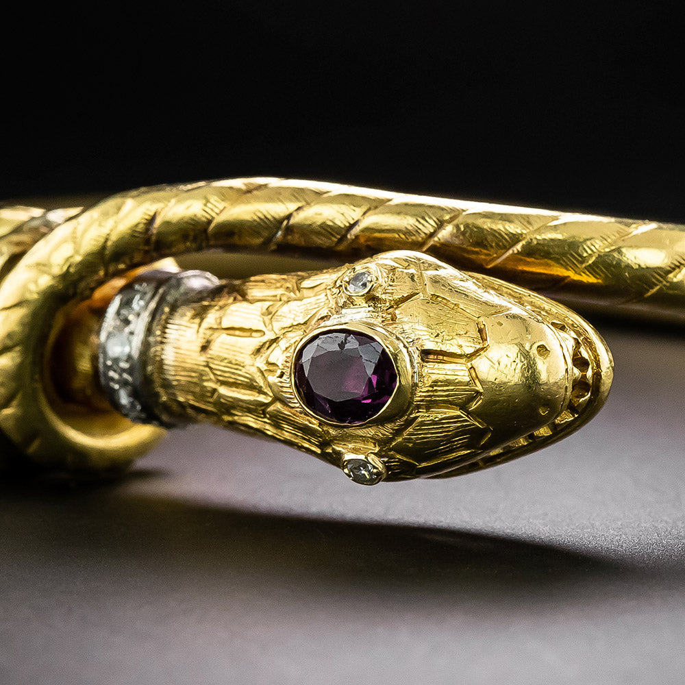 Zolotas Garnet Snake Bangle - 5