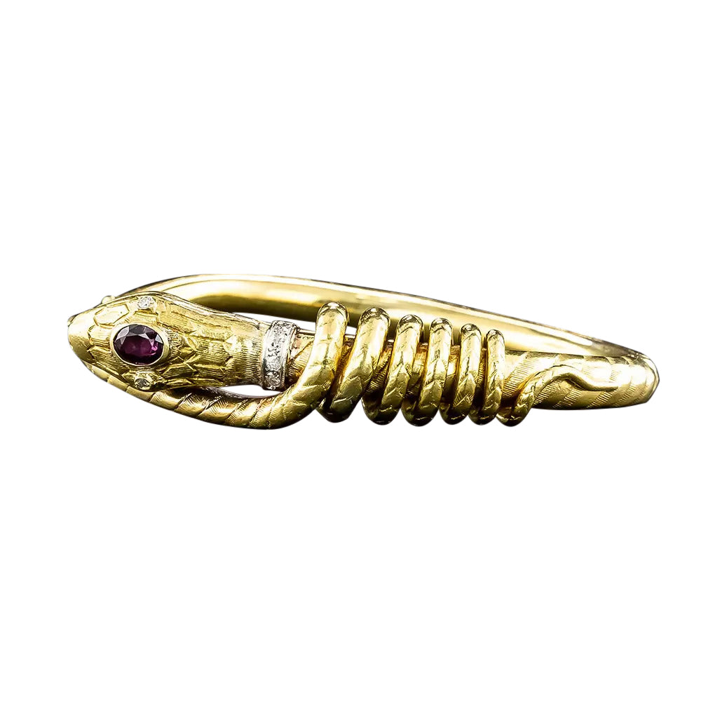 Zolotas Garnet Snake Bangle - 6